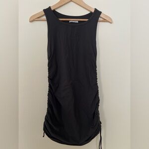Hollister Womens Mini Dress Small Boat Neck Ruched Bodycon Gray Casual Summer